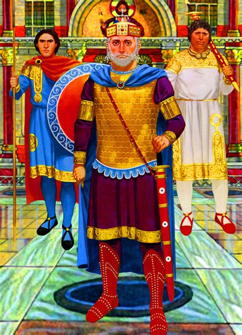 Byzantine Emperor With Guard Officer And Basilikoi Anthropoi Guardsmen Byzantine Army Byzantine