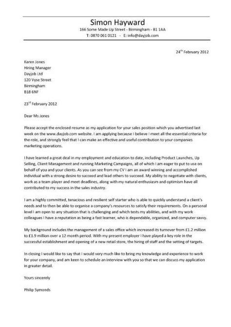 sample cover letter format  job application