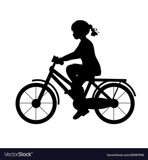silhouette girl riding bike sport royalty free vector image