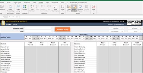 Attendance Sheet Template In Excel Free Download