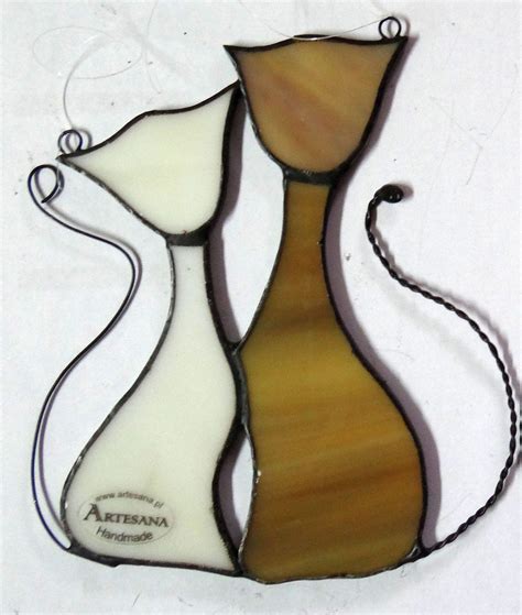 Cats Window Hanging Stained Glass Suncatcher Cat Art Couple Of Etsy Hanging Stained Glass