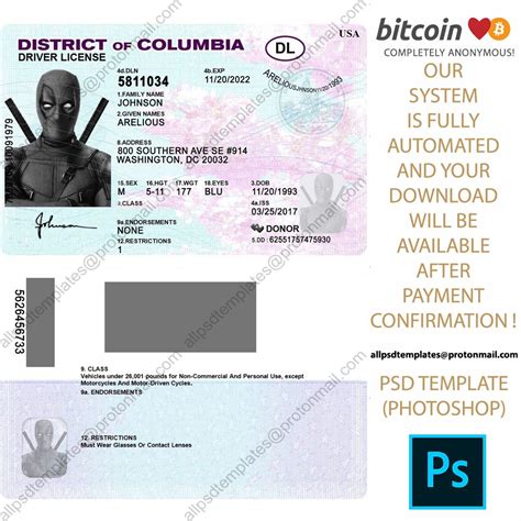 Disctrict Of Columbia Dc Driver License Template In 2021 Driver