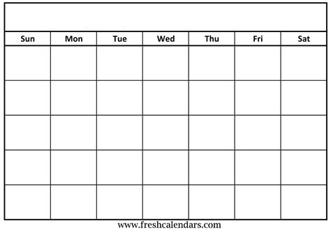 Printable Blank Calendar Grid Calendar Template Printable