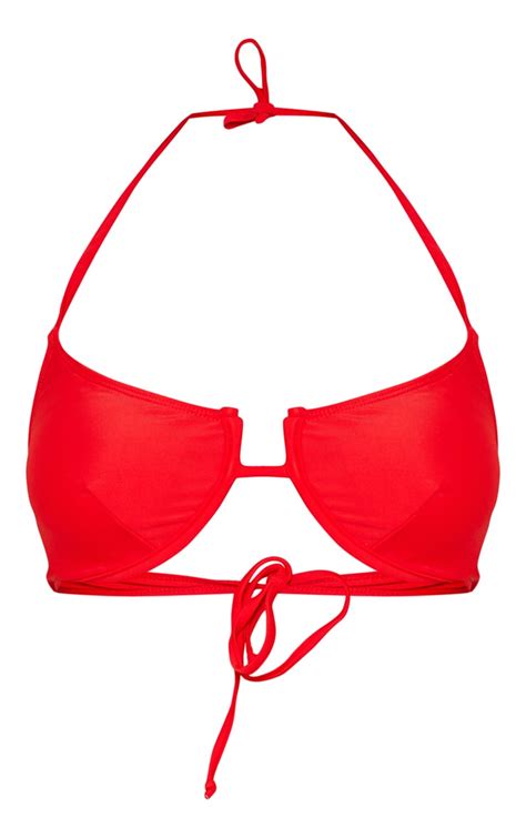 Red Underwired Tanga Bikini Top Swimwear Prettylittlething