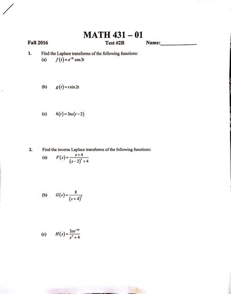 Solved Find The Laplace Transform Of The Following