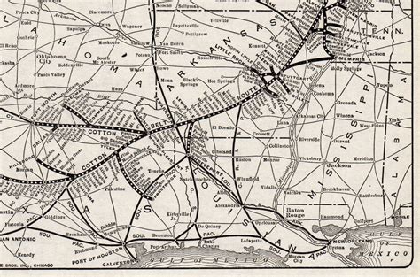 1934 Antique Cotton Belt Route Railway Map St Louis Etsy