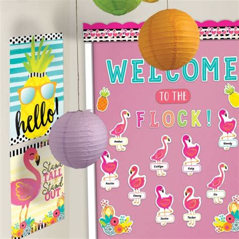 Simply Stylish Tropical Welcome To The Flock Bulletin Board Set 54pcs