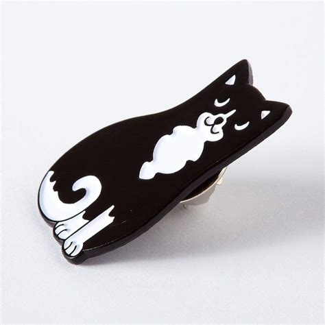 Black And White Cat Enamel Pin Punky Pins Punkypins