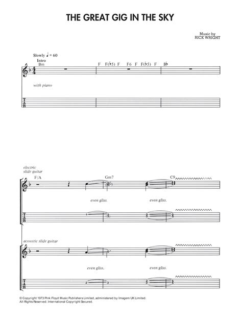 The Great Gig In The Sky by Pink Floyd Sheet Music for Guitar Tab at