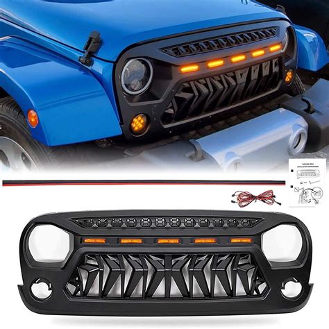 Buy Haitzu Shark Grill Fit For Jeep Wrangler 2007 2018 Jk Accessories