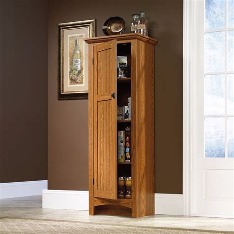 Sauder Pantry Cabinet Storage Shelves Kitchen Linen Oak Organizer Tall