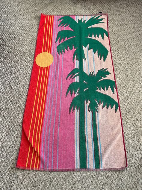 Awesome Vintage Beach Towel Palm Tree 80s Sunset Etsy