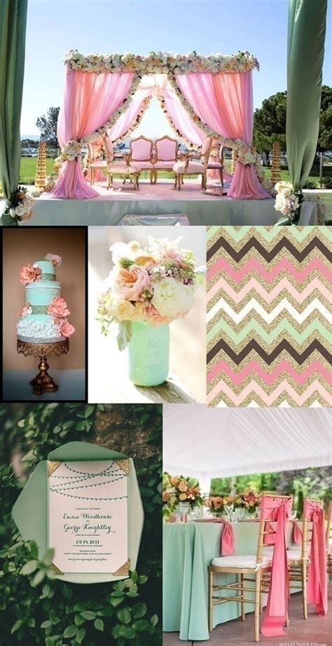 Pastels Mint Green Light Pink And Shimmery Gold Wedding Theme