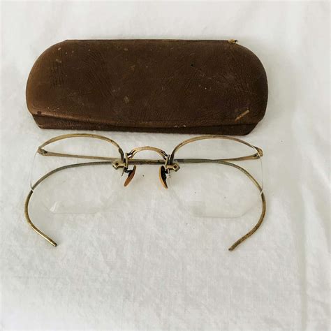 antique eyeglasses gold wire rim 10 12k gold filled rims collectible display farmhouse office