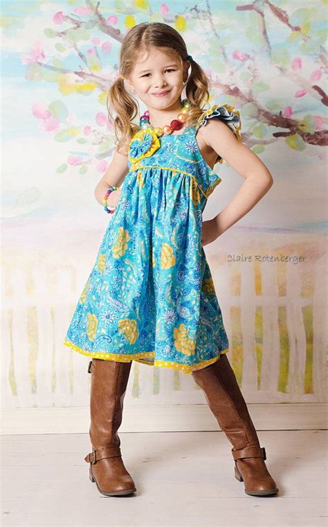 Ruffle Sleeve Girl Dress Blue Yellow For By Emaleighscupboard Girls