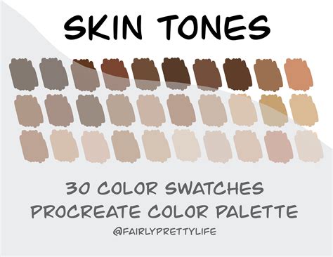 Skin Tones Color Palette Procreate Palette Color Swatch Colors For Skin Tone Keep Calm