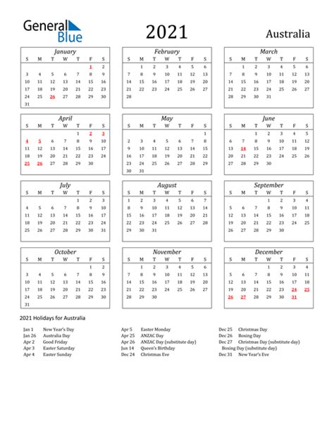 This free 2021 monthly calendar templates are printable in pdf, excel, and word. 2021 Calendar - Australia with Holidays