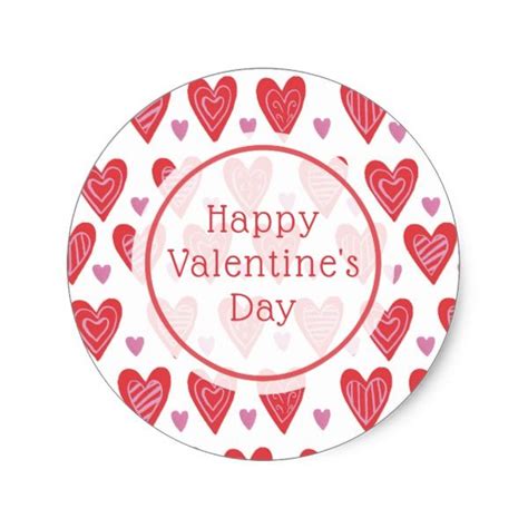 Add Your Text Valentine Chic Pattern Classic Round Sticker Happy Valentines Day
