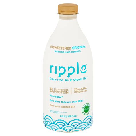 Ripple Unsweetened Original Nutritious Plant Based Milk 48 Fl Oz