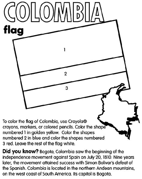 Colombia On Flag Coloring Pages Colombia Flag South