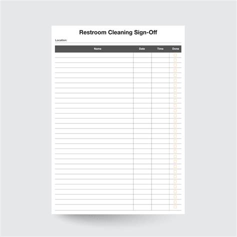 Restroom Cleaning Sign Off Sheet Royalty Free Vector Image The Best Porn Website
