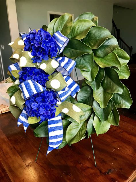 Blue Hydrangea Wreath | Blue hydrangea wreath, Hydrangea wreath, Blue hydrangea
