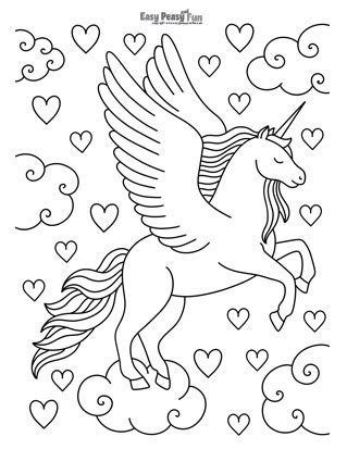 Realistic Flying Unicorn Coloring Pages