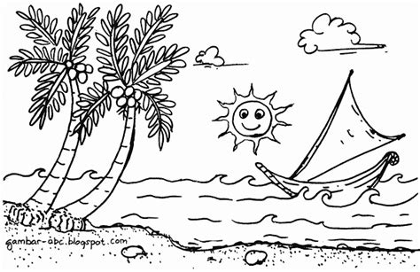 Gambar Mewarnai Pemandangan Pantai Art Drawings For Kids Drawing For