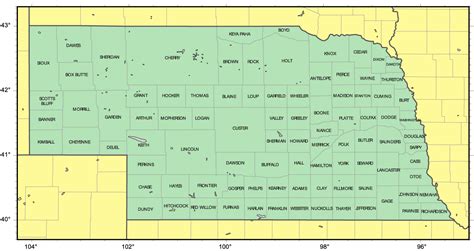 Counties Map Of Nebraska Mapsofnet