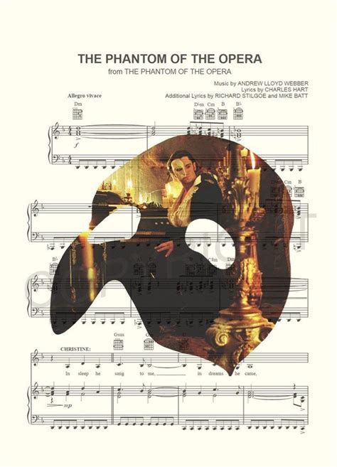 Phantom Of The Opera Halloween Sheet Music Art Print Etsy Phantom Of The Opera Phantom