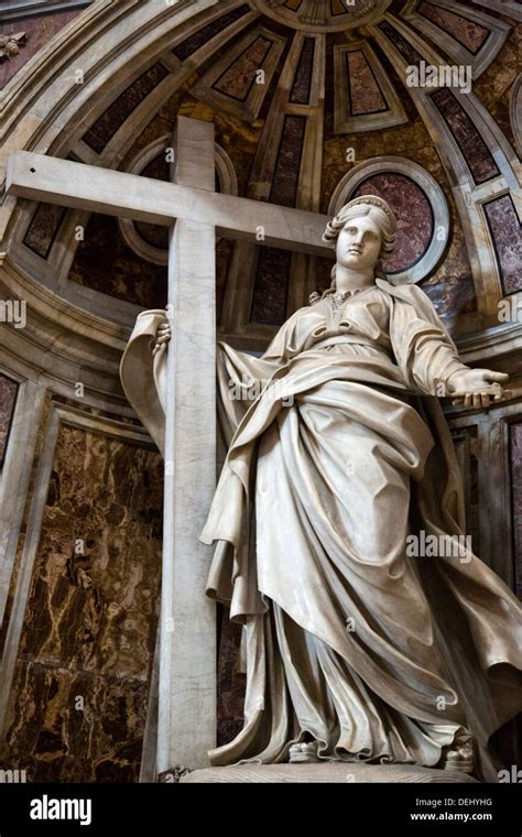Statue Of Jesus Christ With Cross In A Basilica St Peters Stock