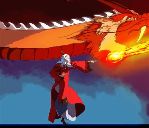 An Animated Image Of A Man With A Dragon On His Shoulder And Fire