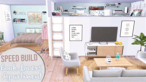 The Sims 4 Speed Build Book Lovers Apartment Cc Links Youtube