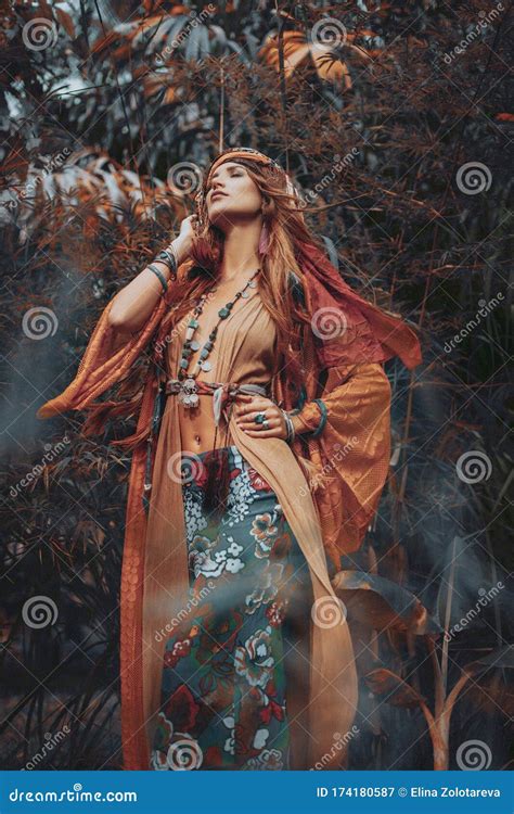 Beautiful Young Boho Gypsy Style Woman Outdoors Stock Image Image Of