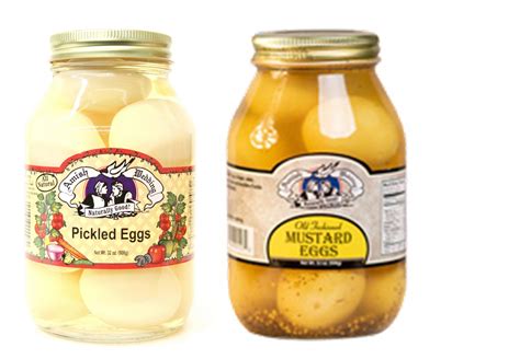 Amish Wedding Pickled Eggs And Mustard Eggs Variety 2 Pack 32 Oz Jars