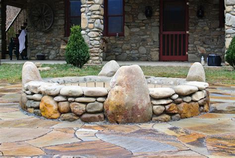 I filled gaps between the rocks with dirt. Fire Pits & Fireplaces - Hammerhead Stoneworks - Asheville ...