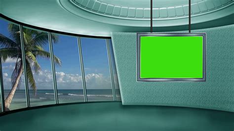 News Tv Studio Set Virtual Green Screen Background Loop Stock Video