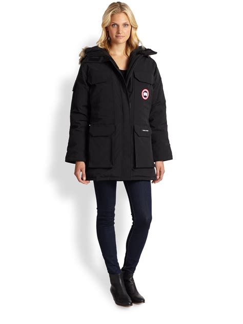 canada goose expedition fur trimmed parka in black lyst