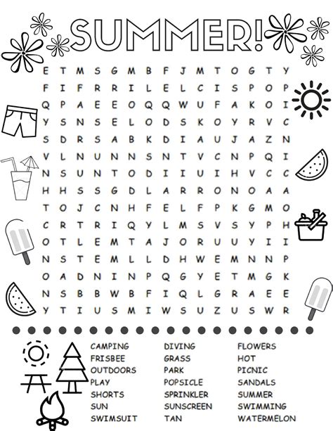 Printable Summer Word Search Puzzles Word Search Printable Free For