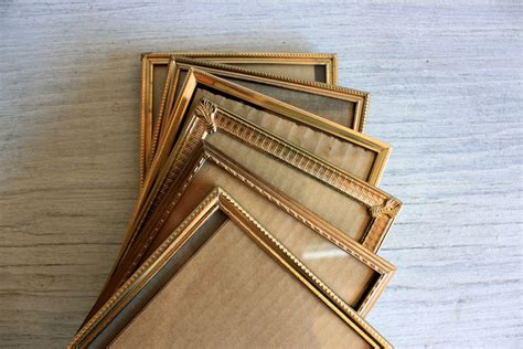 6 Mid Century Gold Metal Picture Frames 5 X 7 Lot Etsy Metal