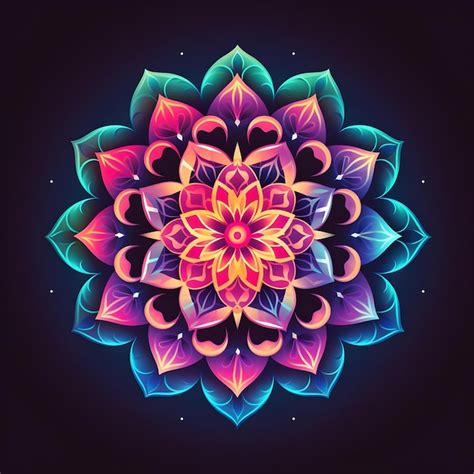 Premium Ai Image Neon Mandala Art Design With Colorful Gradient