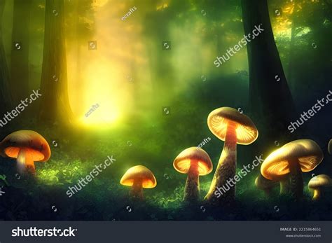 Mushrooms Fantasy Forest Stock Illustration 2215864651 Shutterstock