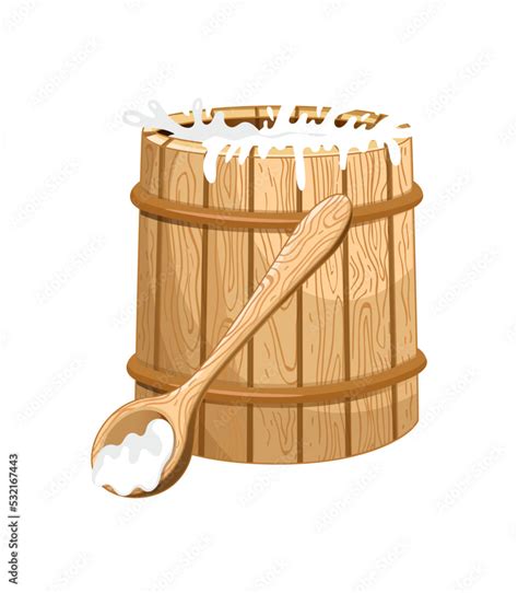 full milk wooden barrel isolated icon healthy farm food dairy product natural organic meal