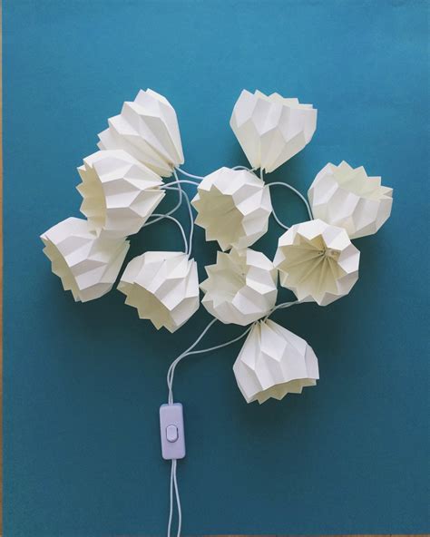 White Origami Light String Paper Fairy Lights Light Wall