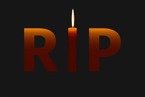 Rip Text Rest In Peace With Burning Candle As I Vector
