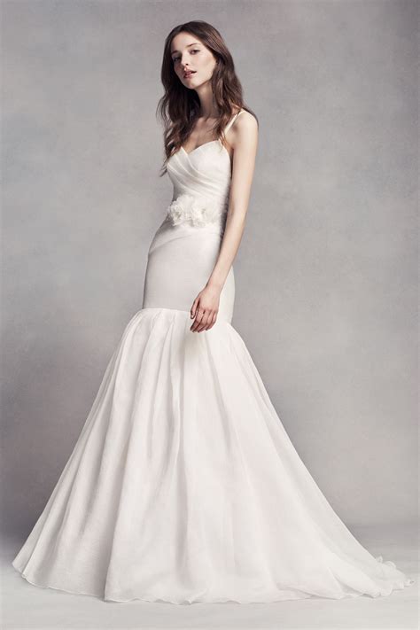 White By Vera Wang Organza Mermaid Wedding Dress Davids Bridal Wedding Dress Organza