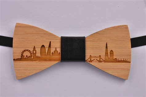 Wooden Bow Tie London Skyline Cufflinks T Hub