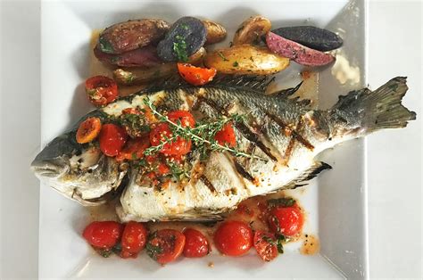 The sparidae family is also known as porgies. Whole Gilt-Head Sea Bream with Basil Marinated Tomatoes ...