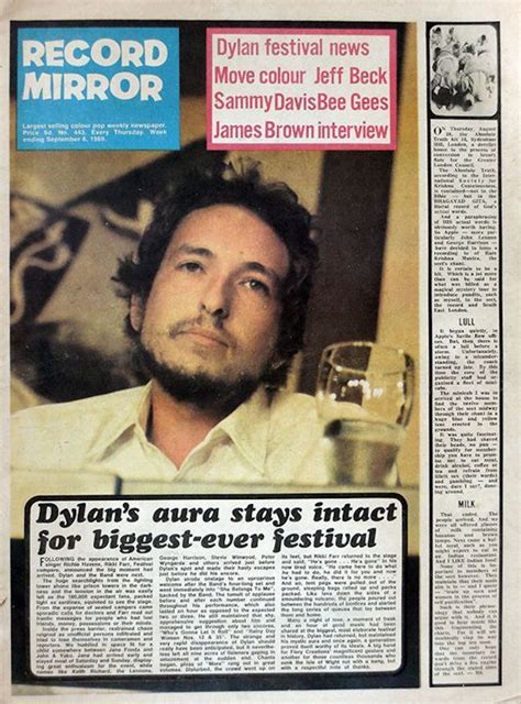 Song recordings produced by gus dudgeon (1). Bob Dylan on the cover of UK music magazine Record Mirror (September 1969). (With images) | Bob ...
