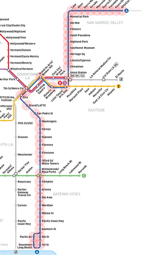 Blue Line Map Los Angeles Metro Rail